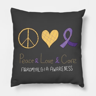 Peace Love Care Fibromyalgia Awareness Pillow