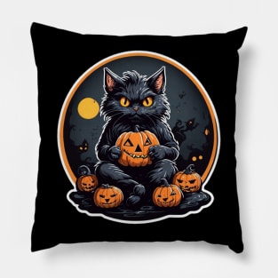 spooky Halloween cat Pillow