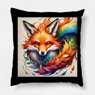 AI Rainbow Fox Pillow
