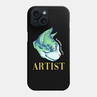 van gogh colored cat Phone Case