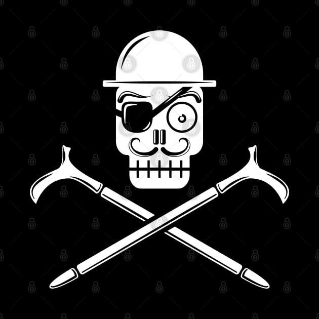 Pirate Skull with Bowler Hat (white) by dkdesigns27