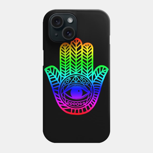 Hand of Hamsa Rainbow Colors Phone Case by livania