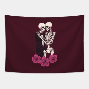 Preppy Skeleton, valentines day, pink skull Tapestry