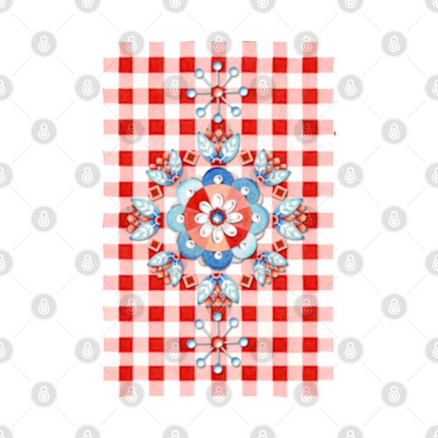 Swedish Folkloric Red Gingham by PatriciaSheaArt