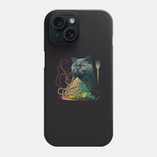 Spaghetti Noodles And British Shorthair Cat Phone Case