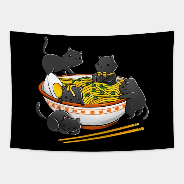 Kawaii Anime Cat Japanese Ramen Noodles Tapestry by Tobe_Fonseca