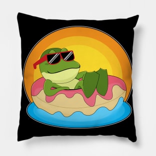 Frog at Swimming with Sunglasses Pillow