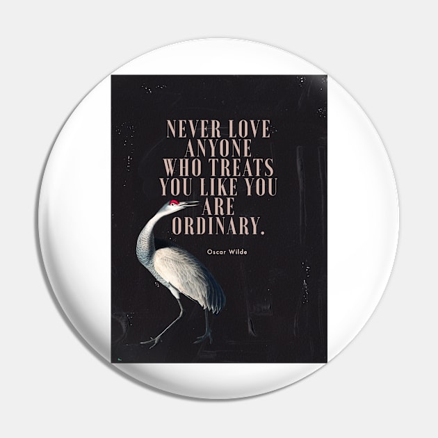 Oscar Wilde Inspirational Quote on Love Black Background Gold Paint Bird Painting Pin by penandbea