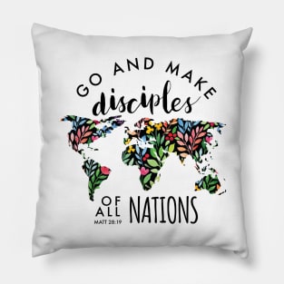 World Map Great Commission watercolor design - Go and make disciples of all nations. Matt 28:19 Pillow