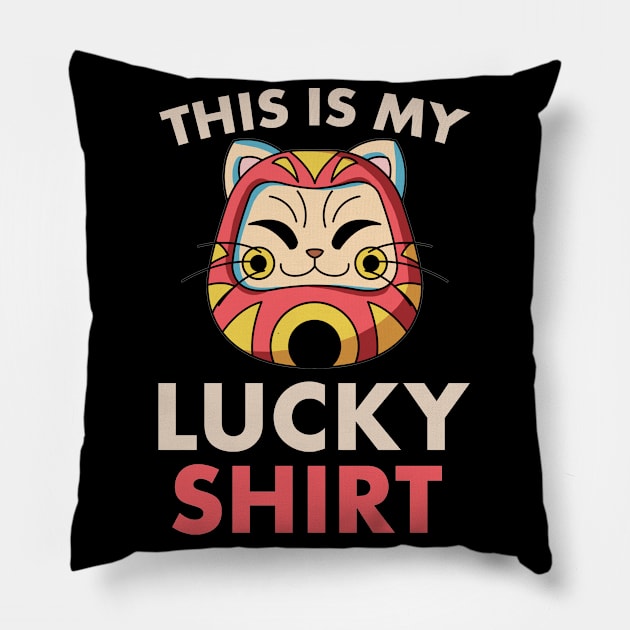 Maneki Neko Cat Lucky Shirt Japanese Daruma Doll Pillow by Alex21