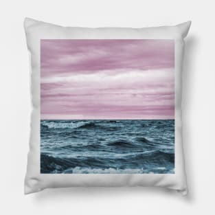 Pink skies over the ocean Pillow