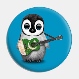 Baby Penguin Playing Pakistani Flag Guitar Pin