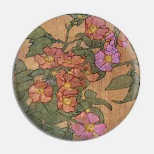 Pink Roses on Terracotta Color Ground  by Hannah Borger Overbeck. Pin