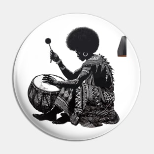 Afrocentric Man Drum Pin