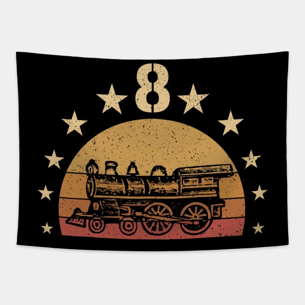 Vintage I'm 8 Years Old Locomotive Train 8th Birthday Tapestry by OHC t-shirt