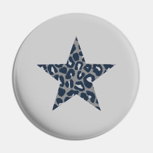 Textured Grey and Blue Coloured Leopard Print Star Pin