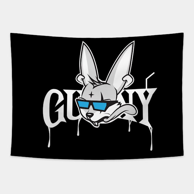 Gunny fox animal cartoon fun cool gangsta black Tapestry by azcool