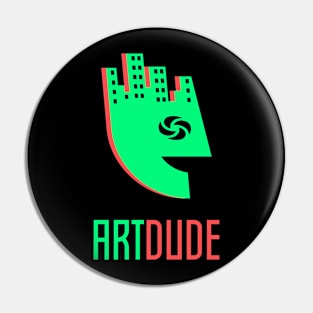 YourArtDude Logo In Lime And Red Pin