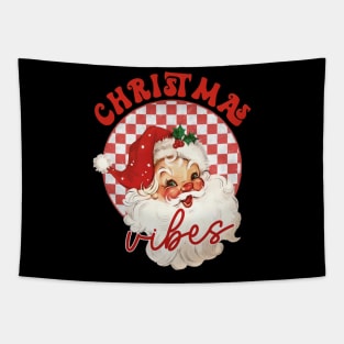 Vintage Christmas Vibes with Retro Groovy Red Santa Claus Tapestry