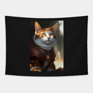 Cat in Armor - Modern Digital Art Tapestry