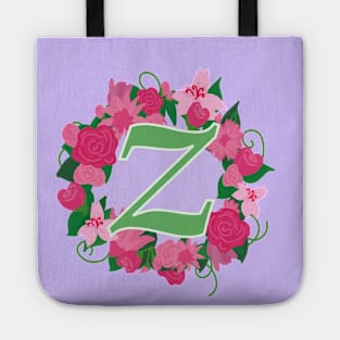 Monogram Z, Personalized Floral InitiaI Tote