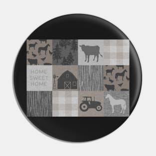 Home Sweet Home Farm Patchwork- Beige/taupe Pin