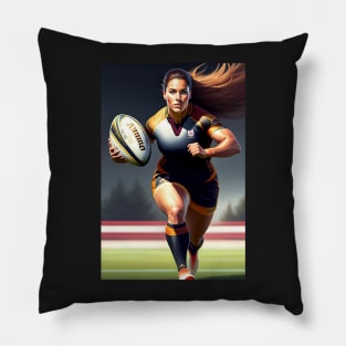 Woman Rugby Player Pillow