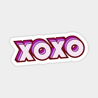 Retro XOXO Word Art with Stripes Magnet