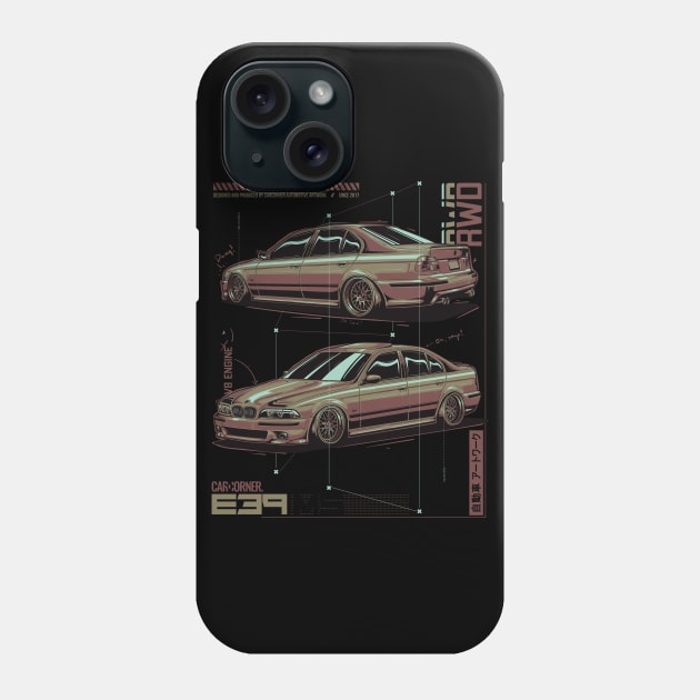 EDM - E39 M5 - CarCorner Phone Case by CarCorner - Automotive Artwork