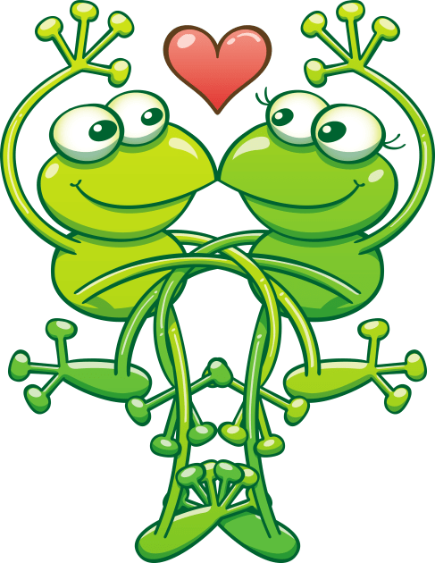 Sweet couple of green frogs intertwining their arms and legs while madly falling in love Kids T-Shirt by zooco