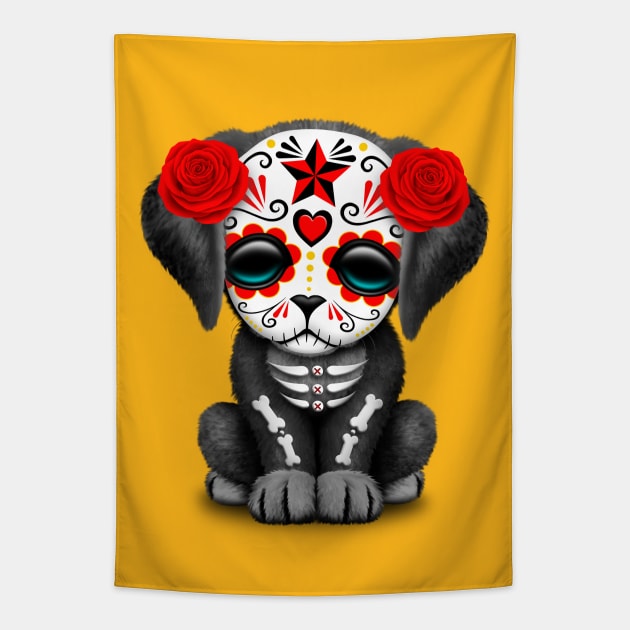 Cute Red Day of the Dead Puppy Dog Tapestry by jeffbartels