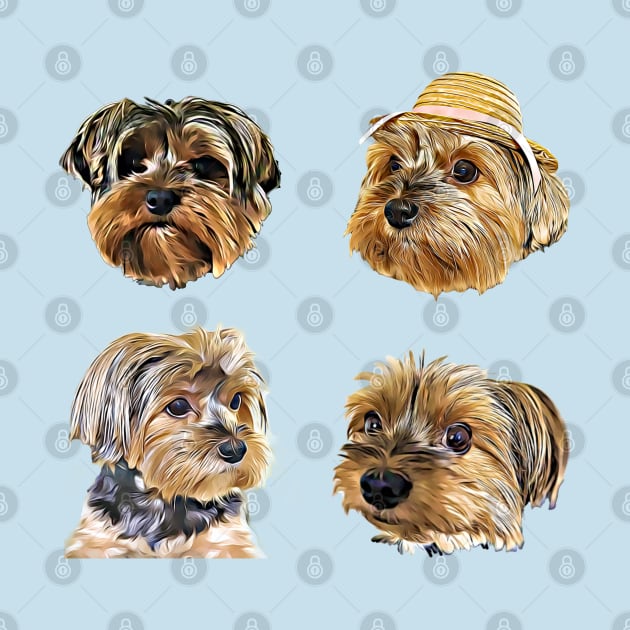 Cute Yorkshire Terrier Yorkie faces by AdrianaHolmesArt