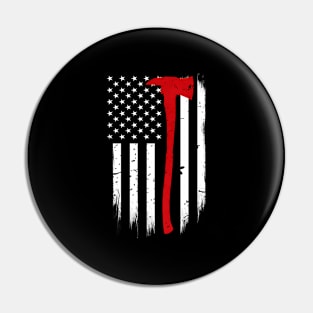 Thin Red Line Flag Axe Firefighter Support Pin