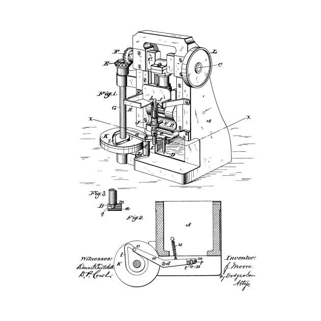 Bullet Machine Vintage Patent Hand Drawing by TheYoungDesigns