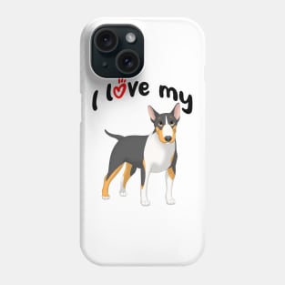 I Love My Black, Tan & White Bull Terrier Dog Phone Case