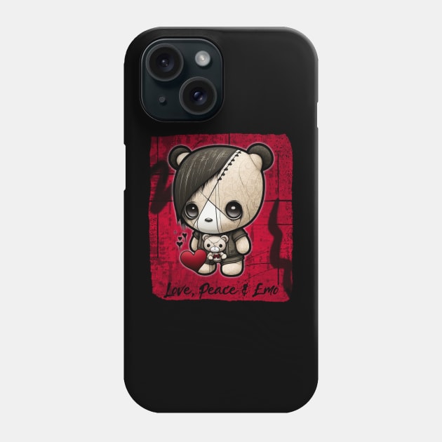 Love, Peace and Emo Phone Case by Quirky And Funny Animals