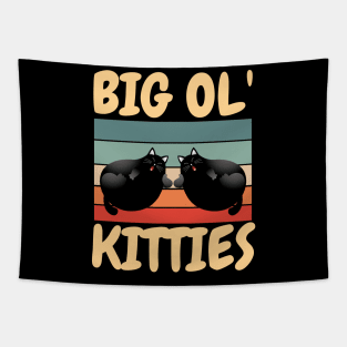 Funny Retro Big Ol' Kitties Cute Lazy Fat Cat Lover Tapestry