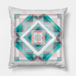 Hand Made Edited Pencil Geometry in Light Turquise Pillow