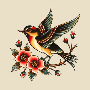 Vintage Flash Tattoo Sparrow Bird T-Shirt