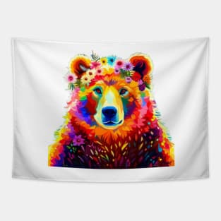 Flower Crown Grizzly Bear Tapestry