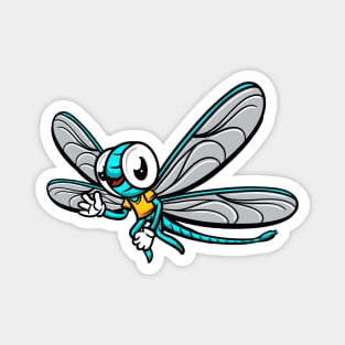 Cute Anthropomorphic Human-like Cartoon Character Dragonfly in Clothes Magnet