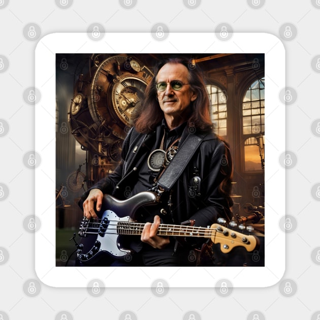 Geddy Lee Rush Time Stand Still Steampunk Magnet by IconsPopArt