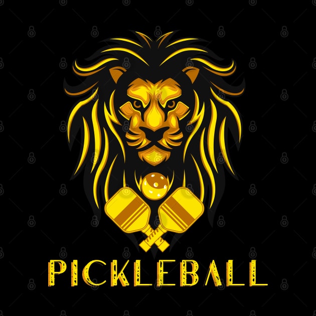 Pickleball man , cool pickleball design with Lion head, paddle by KIRBY-Z Studio