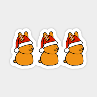 Trio of Christmas Santa Bunnies Magnet