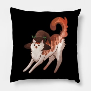 Witch Red Cat with Hat - Halloween Cat Design - Cat Lovers Design Pillow