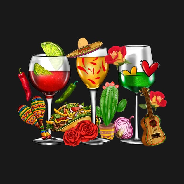 Mexico Wine Tequila Margarita Drink Cinco de Mayo Sombrero by Fresherth Studio