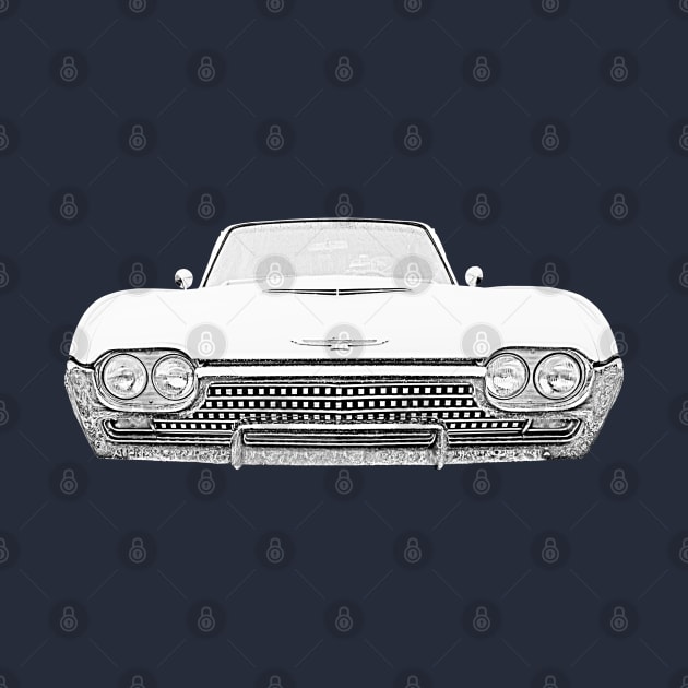 Ford Thunderbird 1962 American classic car monochrome by soitwouldseem