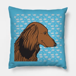 Longhaired Dachshund Quilt square Pillow