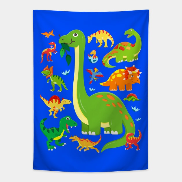 Dinosaurs Spinosaurus Velociraptor Brachiosaurus Allosaurus T-Rex Dino Tapestry by samshirts