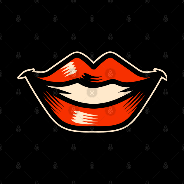 Funny female red lips smile mouth face by BlueRoseHeart